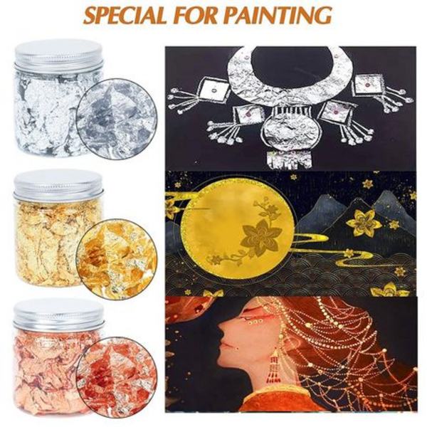 Craft Imitation Gold Sliver Copper Foil Sequins Glitters Craft Set of 3