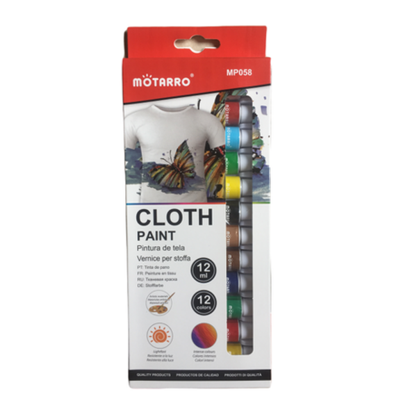 Cloth Clothing Canvas Arts And Crafts Painting Set 12 Colour x 12 ml Tubes