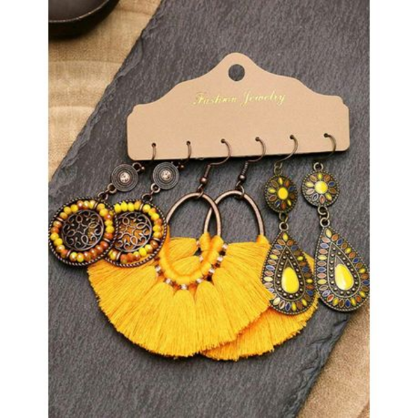 6 Piece Vintage Tassel Combination Earrings