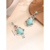 Water Drop Faux Turquoise Dangle Earrings for Women - Tribal Style