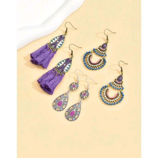 6 Piece Vintage Tassel Combination Earrings