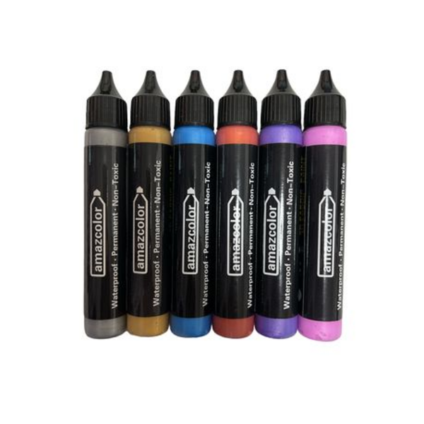 3D Fabric Paint (6 Metallic colours in 30ml tubes)