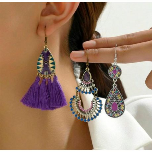 6 Piece Vintage Tassel Combination Earrings