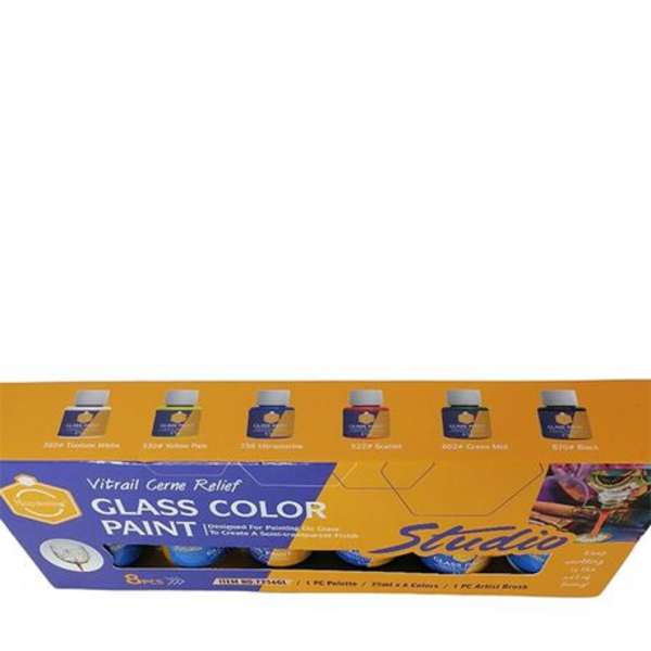 6 x 25ml Glass Paint Set - Vibrant 6-Color Palette for Creative Projects