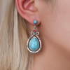 Water Drop Faux Turquoise Dangle Earrings for Women - Tribal Style