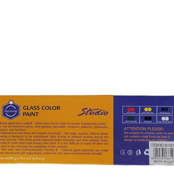 6 x 25ml Glass Paint Set - Vibrant 6-Color Palette for Creative Projects