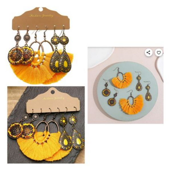 6 Piece Vintage Tassel Combination Earrings