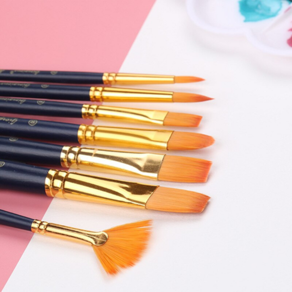 af36940f-9dac-4703-a750-b16ce20704a8.png 7pcs Multi shapes Artist Paint Brush Set Watercolour Acrylic Nylon Hair
