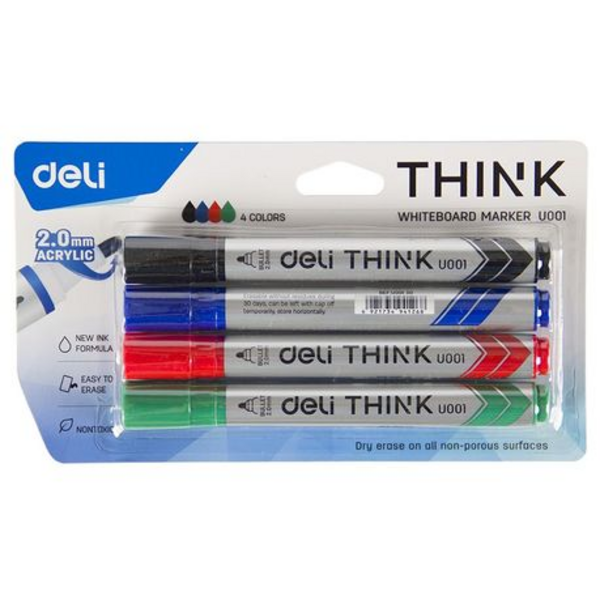 d1bec8a0-eaa7-4267-91e2-3a28a6ed1c34.png Deli Quality Whiteboard Markers 2.0mm Acrylic 4Pcs