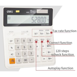 Deli Desktop Smart 12 Digits Tax Calculator M01010 - White