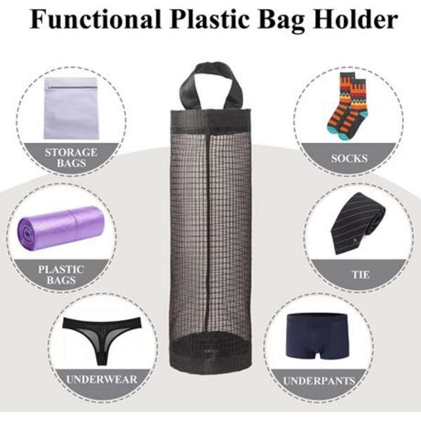 256577a8-a81b-4581-b399-b2e310f45add.png Hanging Mesh Garbage Bags Dispensers Household Plastic Bag Organizer, 2PCS