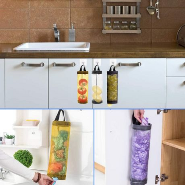 0fb02c1f-032f-4079-a81f-df356cbe818c.png Hanging Mesh Garbage Bags Dispensers Household Plastic Bag Organizer, 2PCS